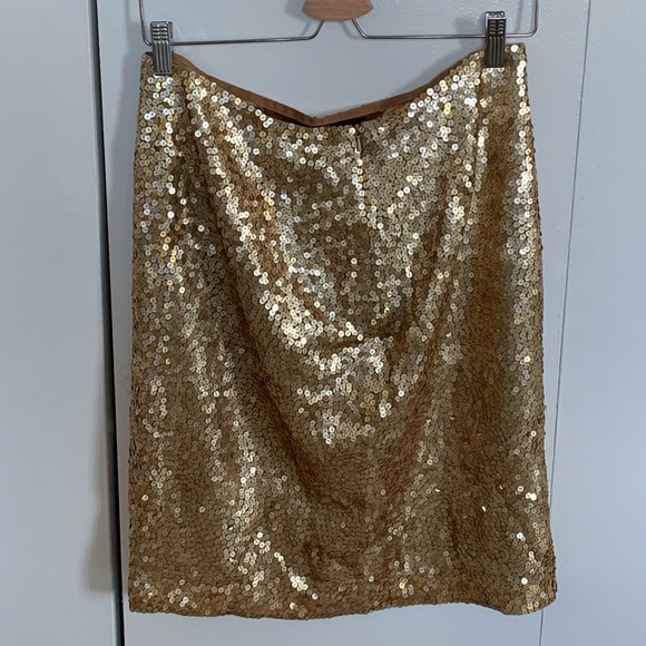 Gold sequin pencil skirt. Super cute. Shelli Segal. Size 12 - Picture 1 of 3